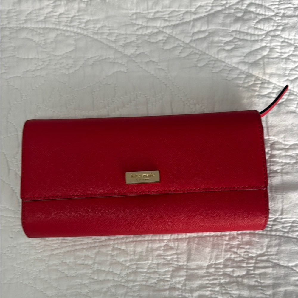 Kate Spade Red Wallet with Gold Emblem